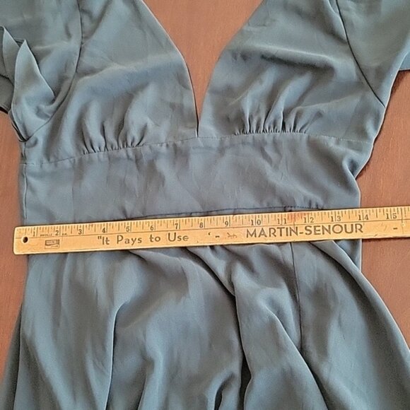 Lulus Promise Of Love Teal Flutter Sleeve Maxi Dress Size Medium - Picture 14 of 14